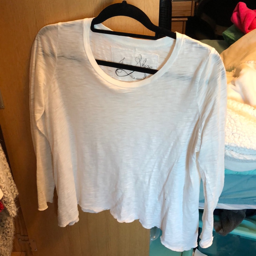white long sleeve top tighter fitting